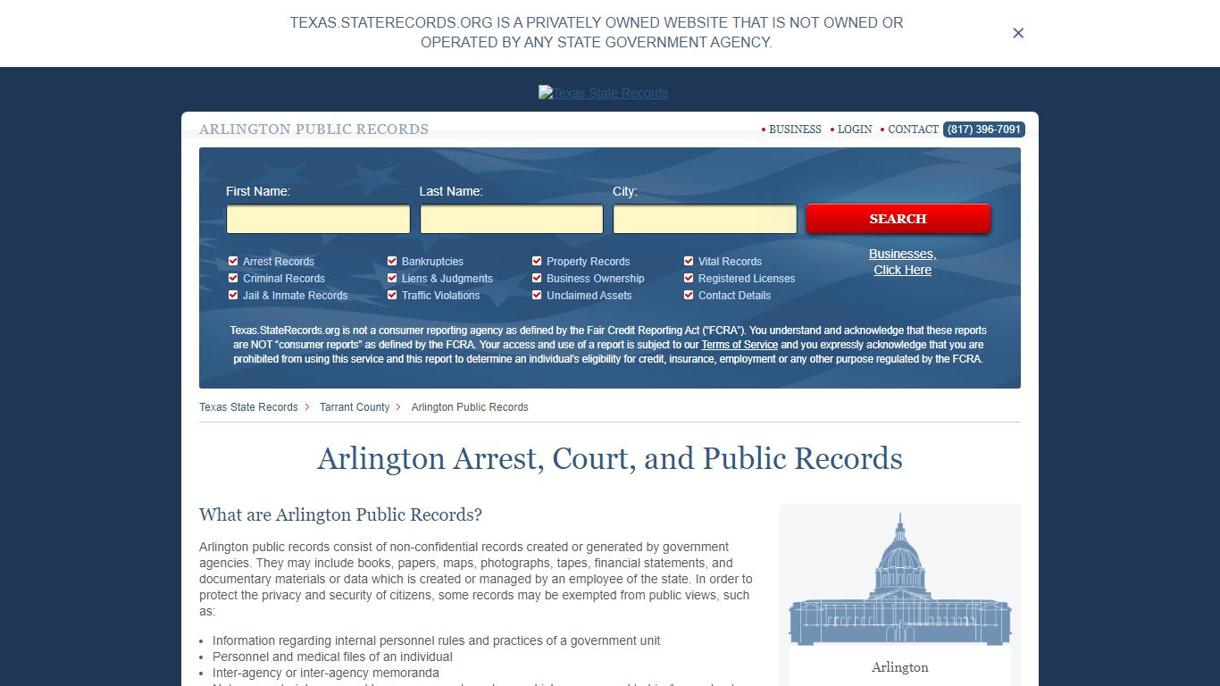 Arlington Arrest and Public Records | Texas.StateRecords.org